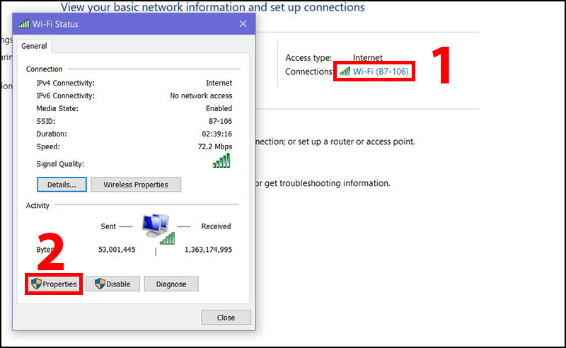 Select Properties to continue click Properties to set DNS